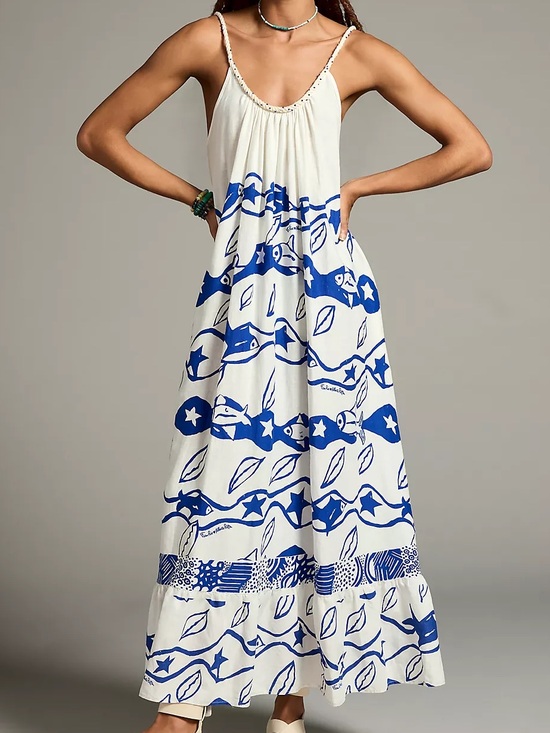 FARM Rio Dresses & Skirts - Farm Rio Pitta Waves Scoop-Neck Dress